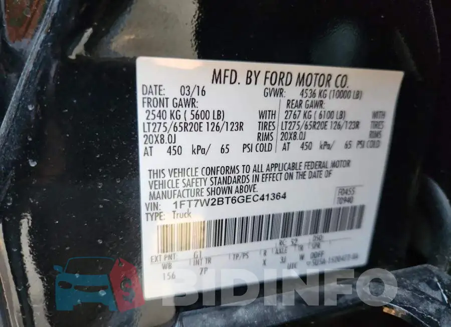1FT7W2BT6GEC41364 Photo# 12