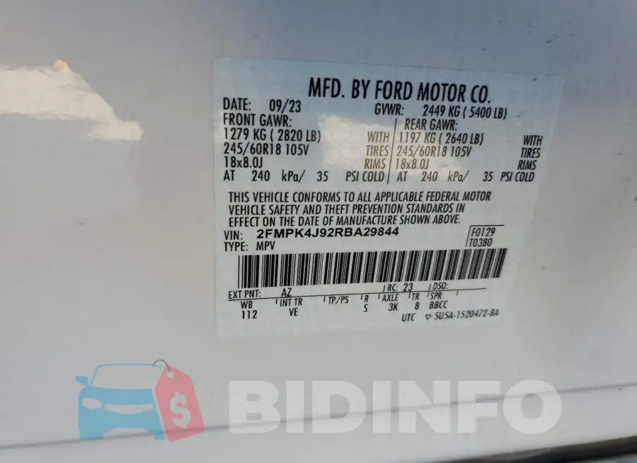 2FMPK4J92RBA29844 Photo# 13