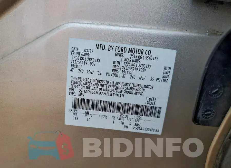 2FMPK4K97HBB71619 Photo# 13