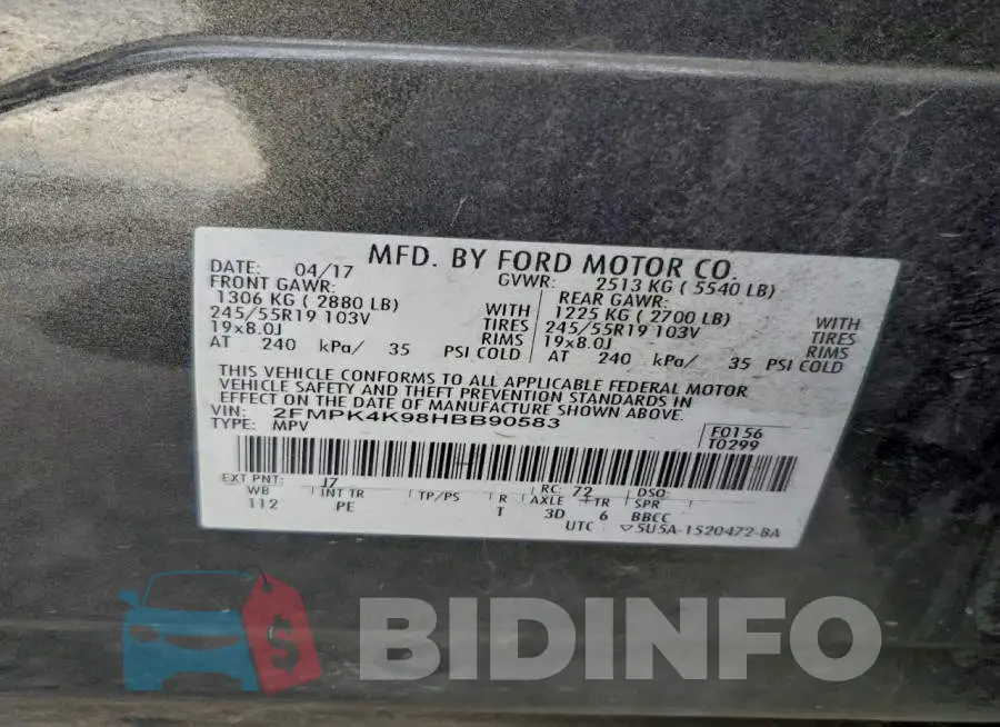 2FMPK4K98HBB90583 Photo# 14