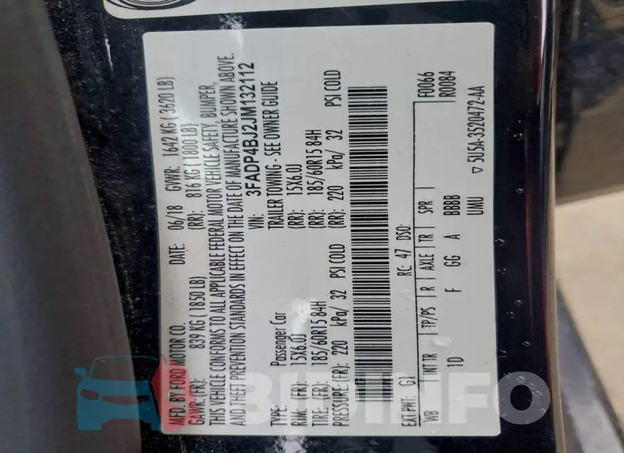 3FADP4BJ2JM132112 Photo# 12