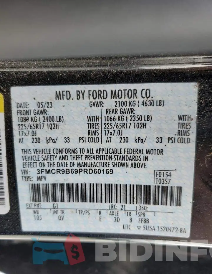 3FMCR9B69PRD60169 Photo# 13