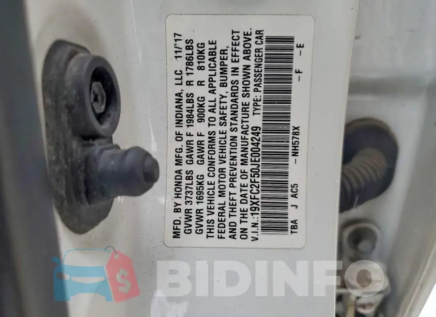19XFC2F50JE004249 Photo# 12