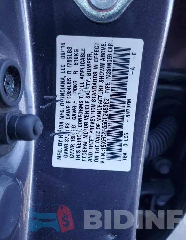 19XFC2F55GE245362 Photo# 13