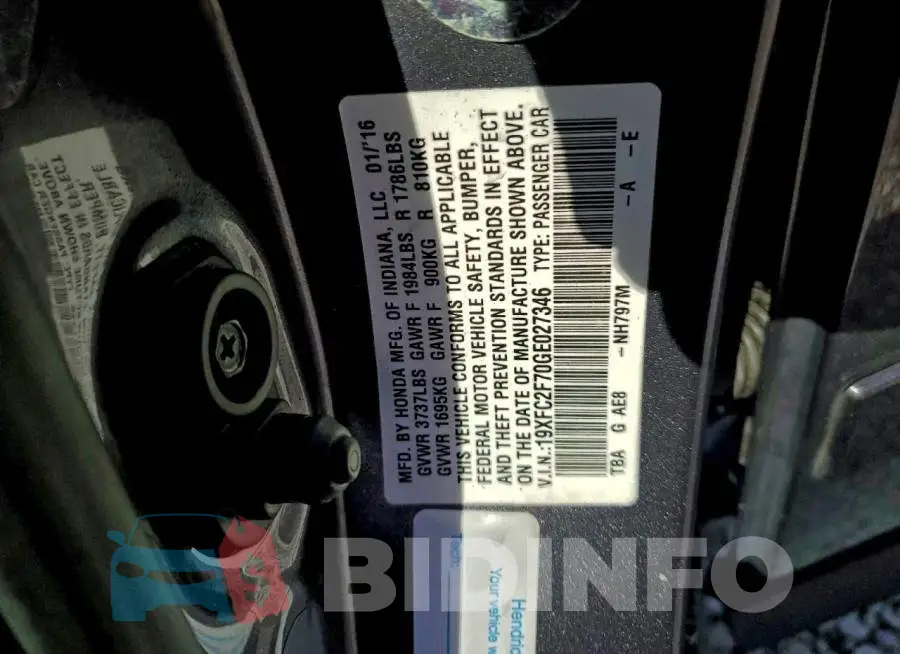 19XFC2F70GE027346 Photo# 12
