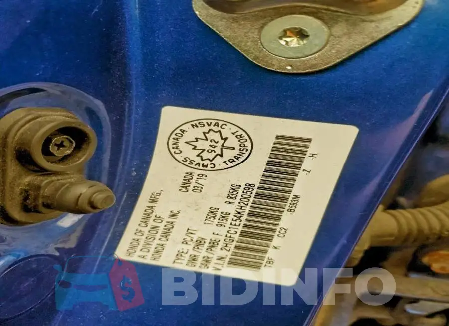 2HGFC1E54KH200598 Photo# 12