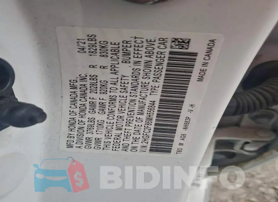 2HGFC2F86MH556844 Photo# 12