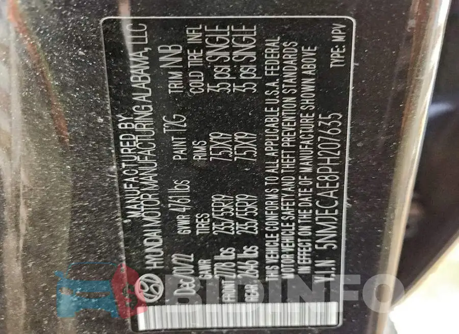 5NMJECAE8PH207635 Photo# 13