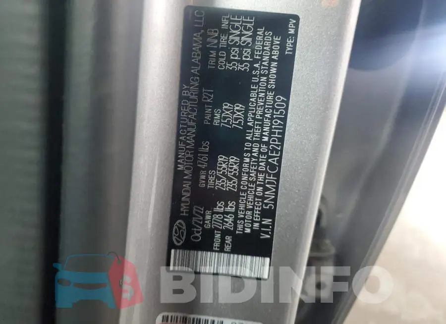 5NMJFCAE2PH191509 Photo# 13