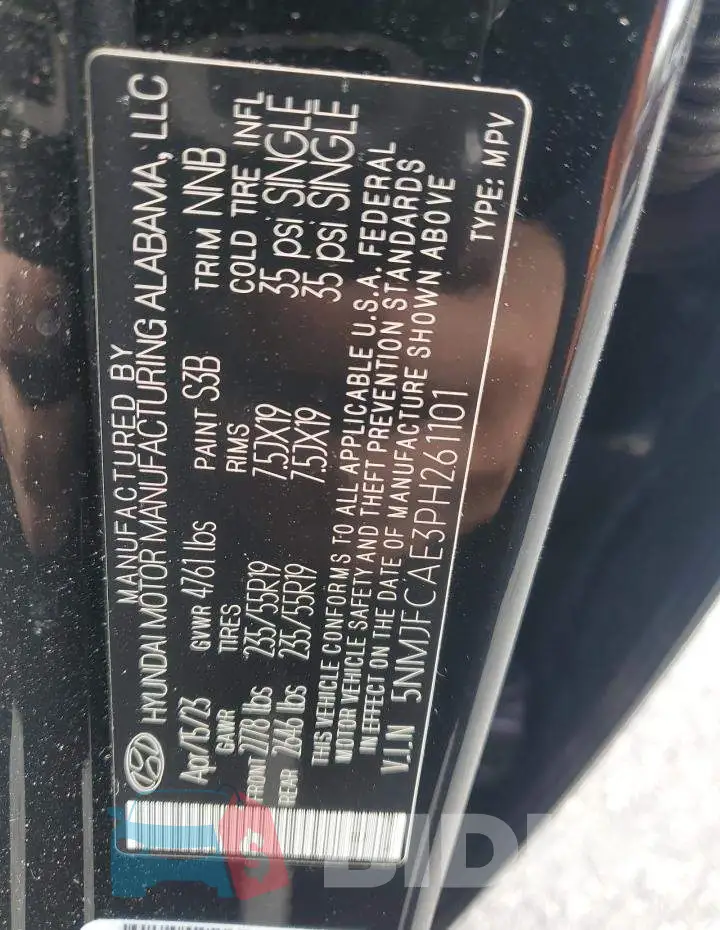 5NMJFCAE3PH261101 Photo# 12