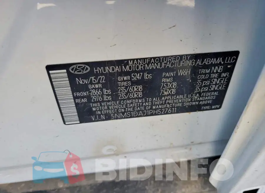 5NMS1DAJ1PH527611 Photo# 13