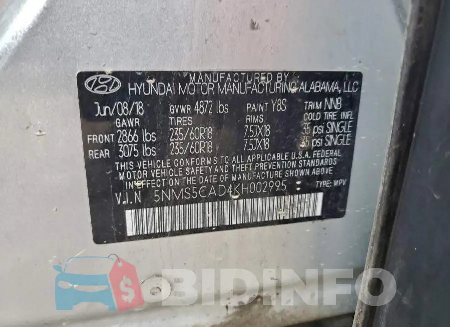 5NMS5CAD4KH002995 Photo# 13