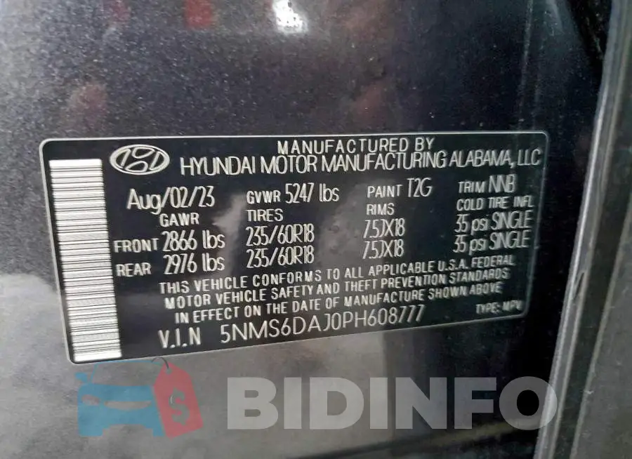 5NMS6DAJ0PH608777 Photo# 13