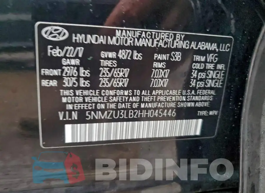 5NMZU3LB2HH045446 Photo# 14