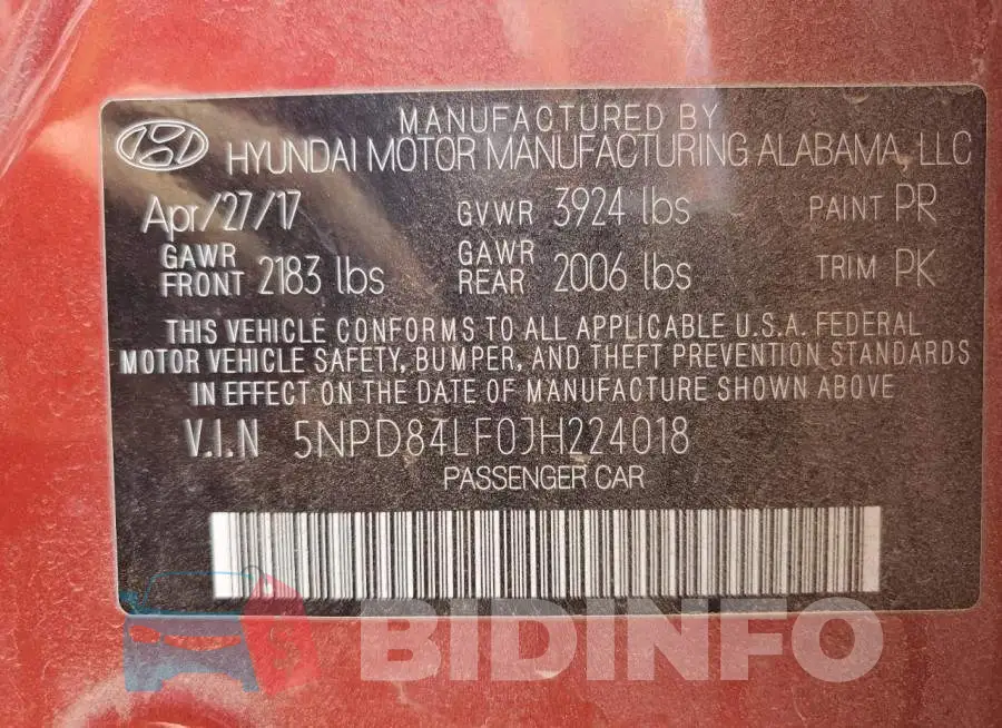 5NPD84LF0JH224018 Photo# 13