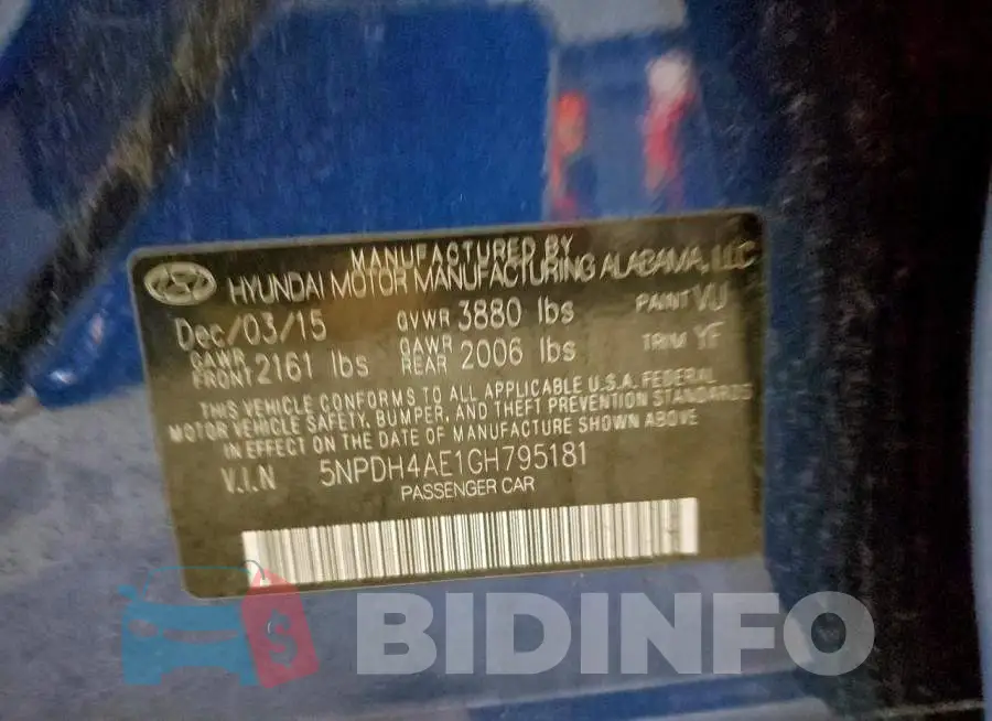5NPDH4AE1GH795181 Photo# 12