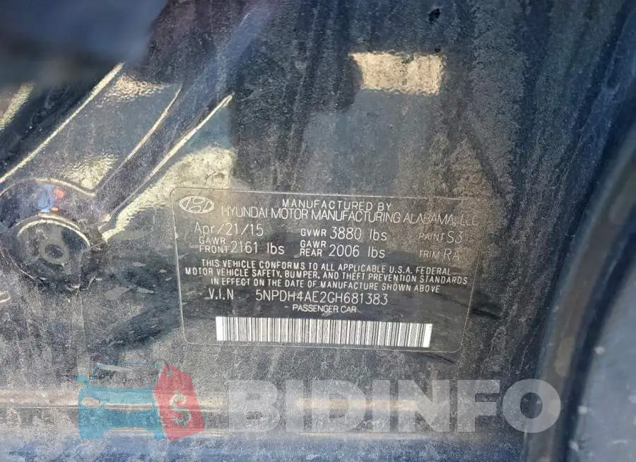 5NPDH4AE2GH681383 Photo# 12