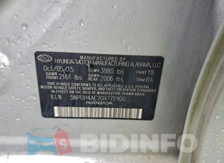5NPDH4AE2GH772900 Photo# 12