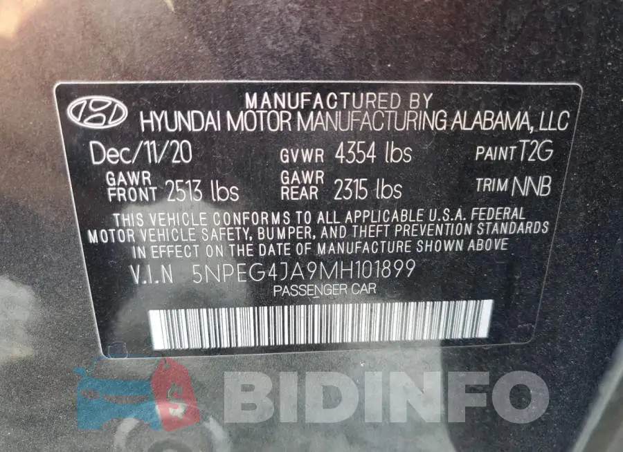 5NPEG4JA9MH101899 Photo# 12