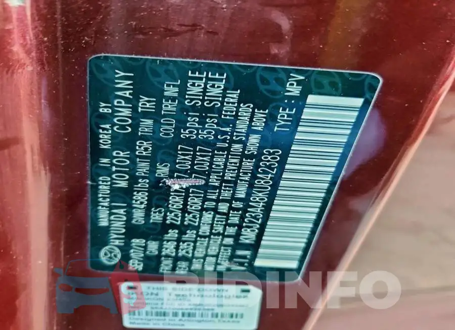 KM8J23A48KU842383 Photo# 14