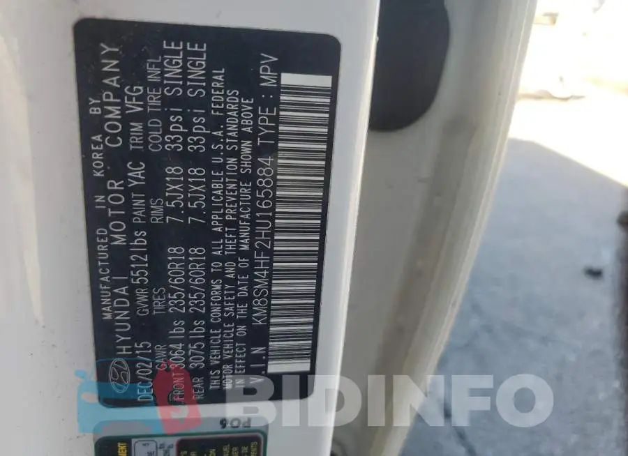 KM8SM4HF2HU165884 Photo# 14