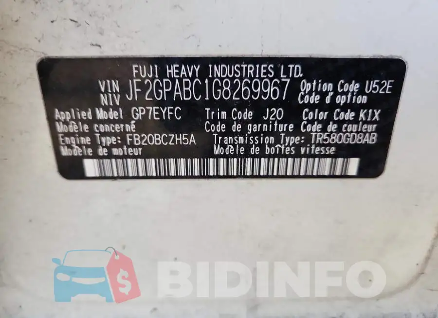JF2GPABC1G8269967 Photo# 13
