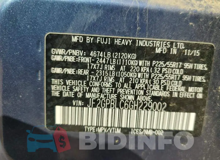 JF2GPBLC6GH229002 Photo# 12