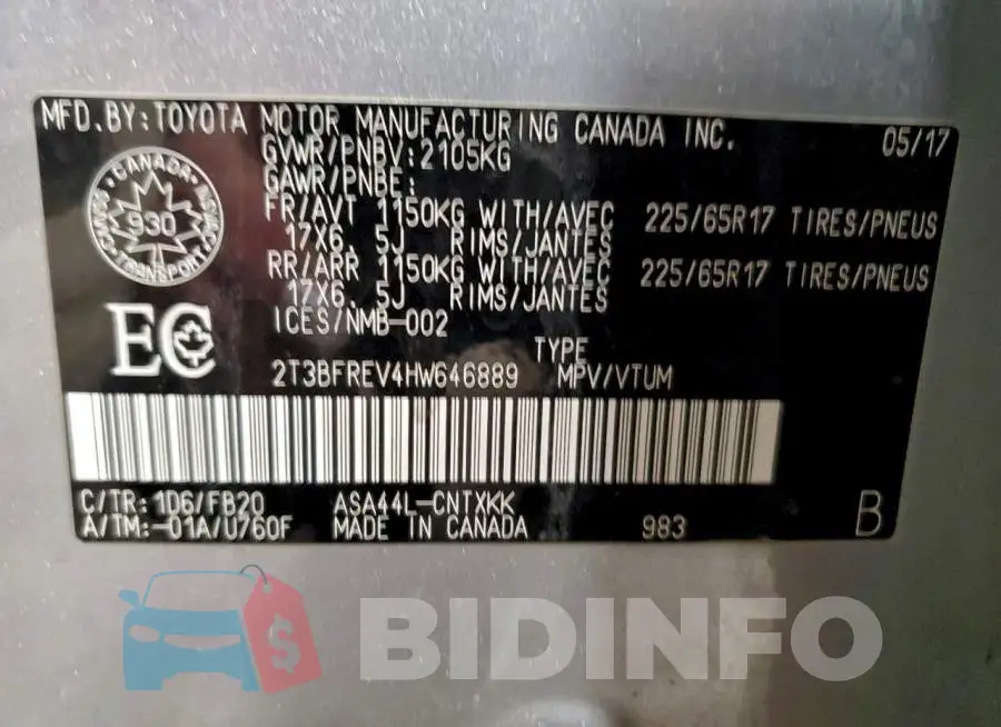 2T3BFREV4HW646889 Photo# 13