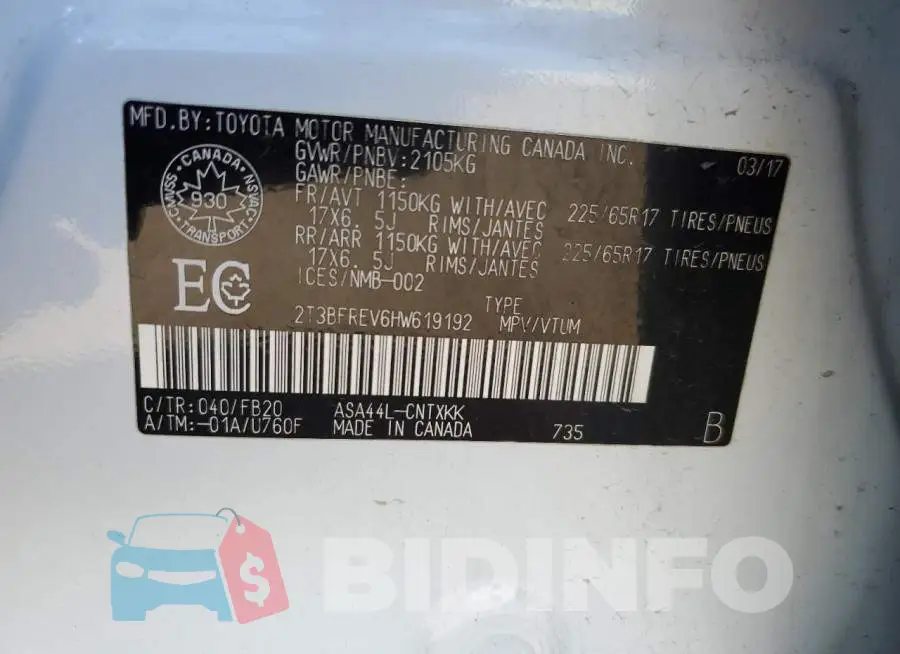 2T3BFREV6HW619192 Photo# 13
