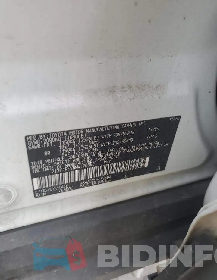 2T3C1RFV6MW120680 Photo# 13