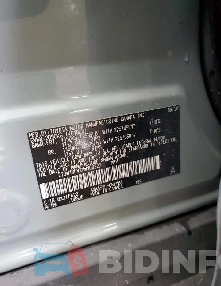 2T3W1RFV2MW106322 Photo# 13