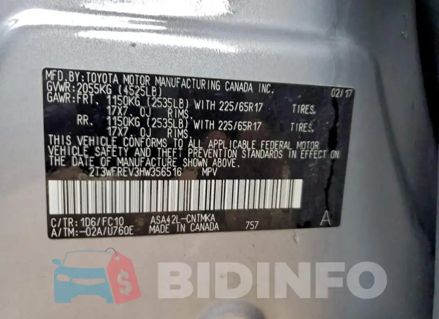 2T3WFREV3HW356516 Photo# 12