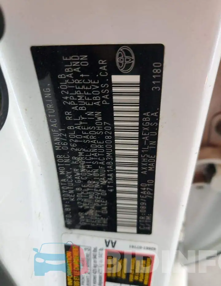 4T1AA1AB3MU008207 Photo# 12
