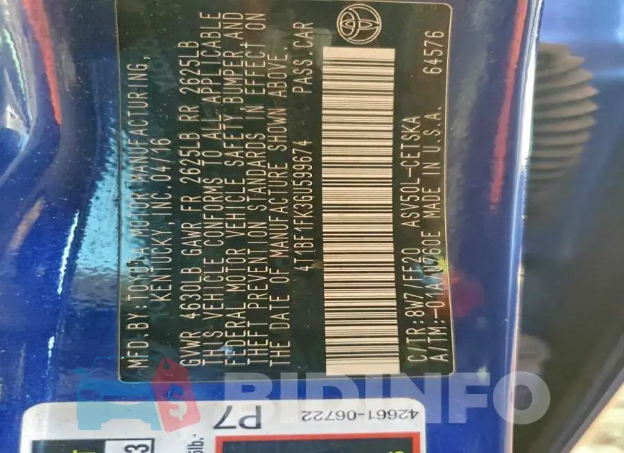 4T1BF1FK3GU599674 Photo# 12