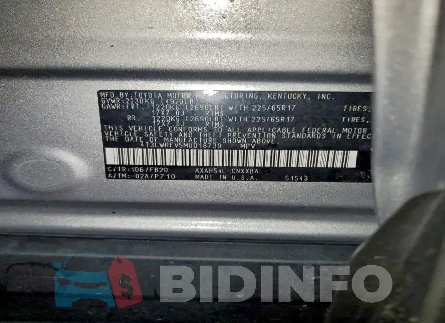 4T3LWRFV5MU018739 Photo# 13