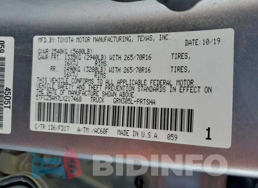 5TFCZ5AN7LX217468 Photo# 12