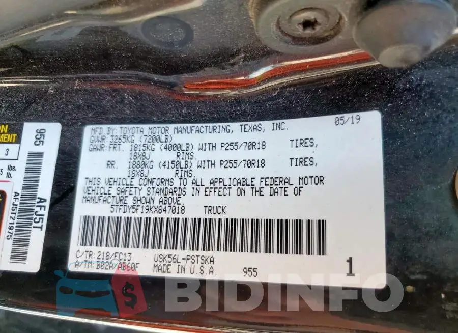 5TFDY5F19KX847018 Photo# 12
