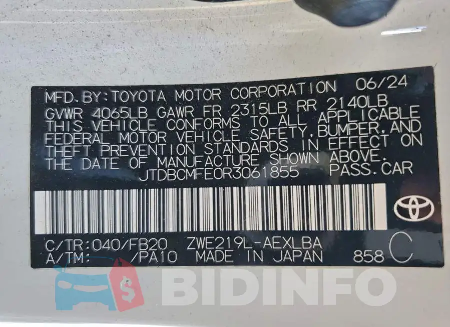JTDBCMFE0R3061855 Photo# 12