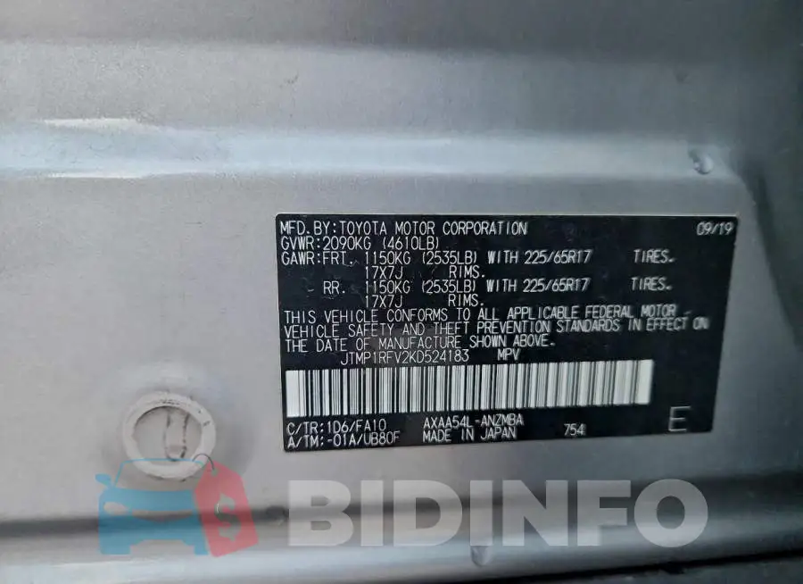 JTMP1RFV2KD524183 Photo# 13