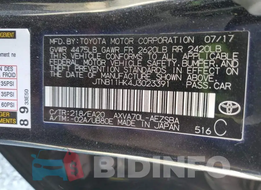 JTNB11HK4J3023391 Photo# 12