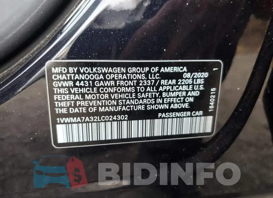 1VWMA7A32LC024302 Photo# 12