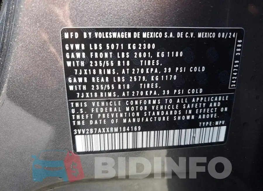 3VV2B7AXXRM184169 Photo# 13