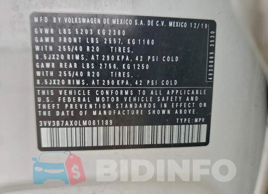 3VV3B7AX0LM081189 Photo# 13