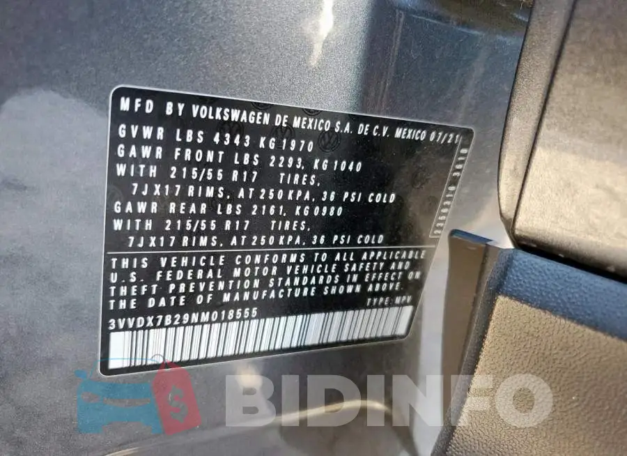 3VVDX7B29NM018555 Photo# 13