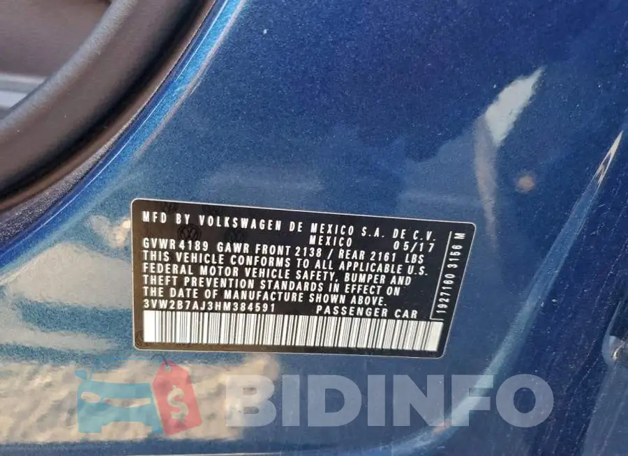 3VW2B7AJ3HM384591 Photo# 13