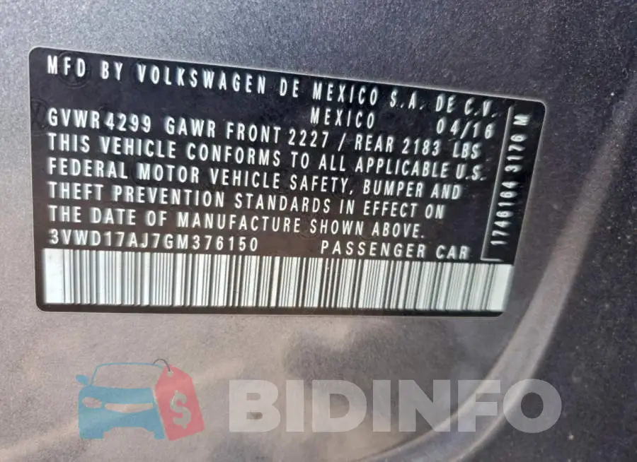 3VWD17AJ7GM376150 Photo# 12