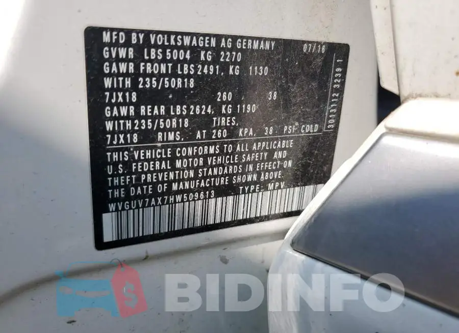 WVGUV7AX7HW509613 Photo# 13