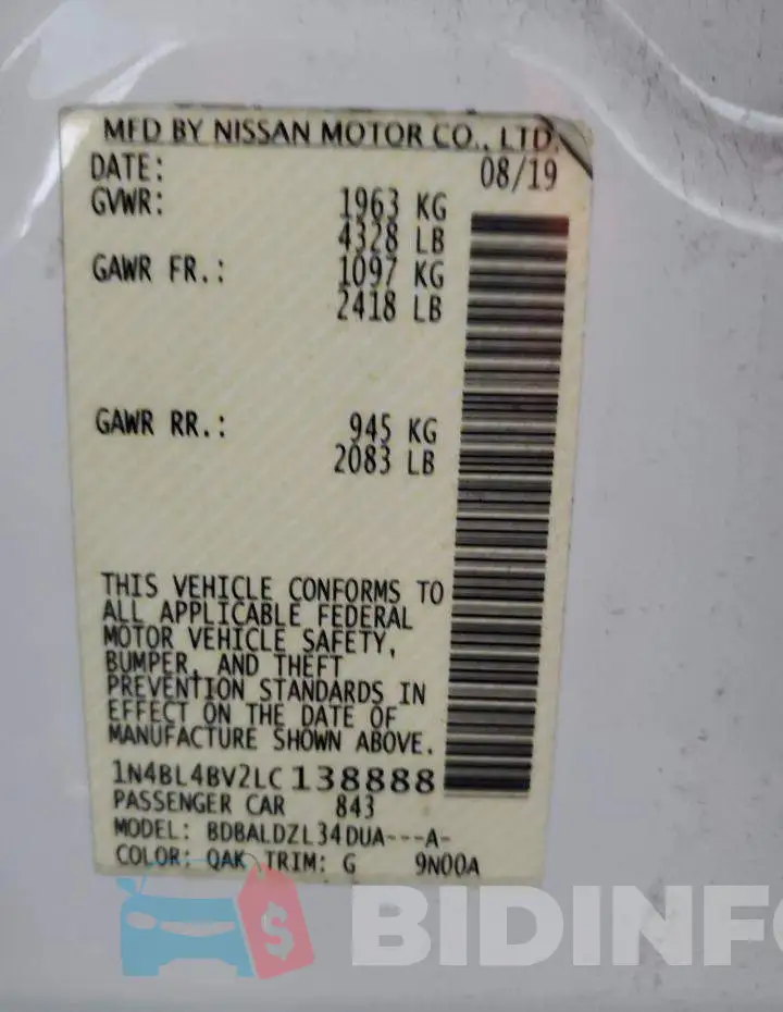 1N4BL4BV2LC138888 Photo# 13