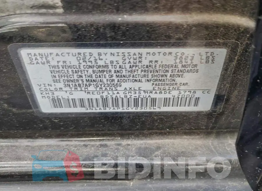 3N1AB7AP1GY230569 Photo# 13