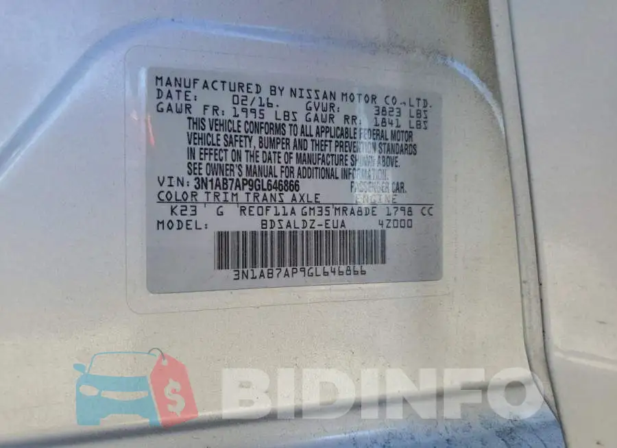 3N1AB7AP9GL646866 Photo# 13